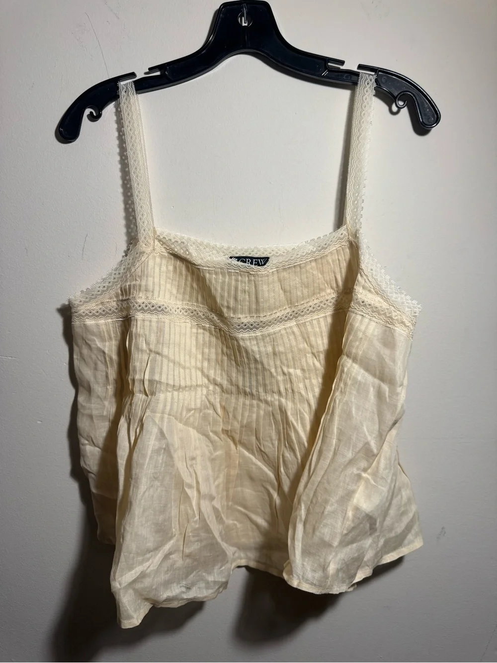 NWT J.Crew Lace-trim tank top in ramie Size Large
